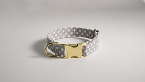Grey Polkadot Dog Collar
