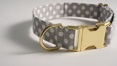 Grey Polkadot Dog Collar