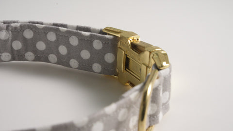 Grey Polkadot Dog Collar