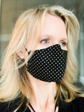 Black and Gold Polka-dotted Designer Face Mask Canadian Boutique Designs