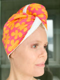 Orange You Happy Print Organic Bamboo & 100% Cotton Luxury Hair Wrap Towel Hoody