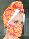 Orange You Happy Print Organic Bamboo & 100% Cotton Luxury Hair Wrap Towel Hoody