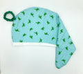 Turquoise and green froggy Print Organic Bamboo & 100% Cotton Luxury Hair Wrap Towel Hoody