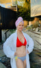 Pretty in Pink Print Organic Bamboo & 100% Cotton Luxury Hair Wrap Towel Hoody
