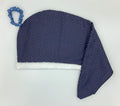 Blue Polkadot Print Organic Bamboo & 100% Cotton Luxury Hair Wrap Towel Hoody