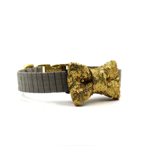 Sparkly Gold Bowtie Dog Collar ~ Snazzy!