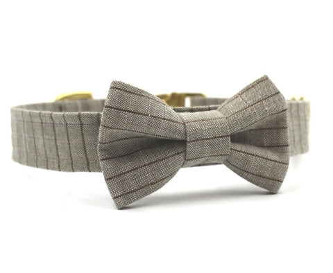 Grey Bow Tie Dog Collar