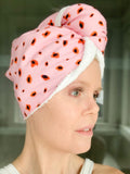 Pink Cheetah Print Organic Bamboo & 100% Cotton Luxury Hair Wrap Towel Hoody